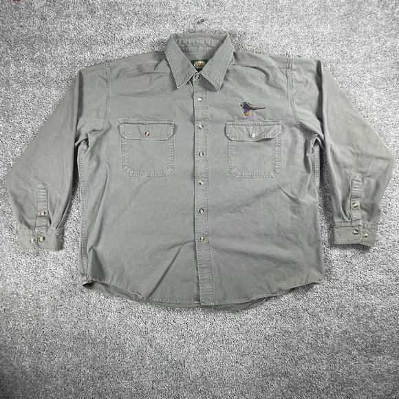 Cabela's | Shirts | Cabelas Shirt Mens 2xl Reg Tan Duck Logo Hiking ...